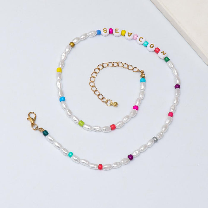Women's Jewelry Ethnic Letter Contrast Necklace