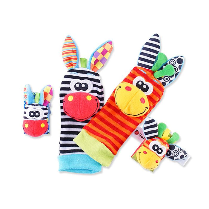 4PCS/SET Baby Stuffed Animals Wrist Rattle Foot Finder Socks 0~12 Months