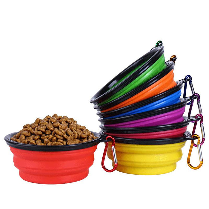 1000ML Silicone Dog Feeding Bowl With Carabiner Folding Cat Bowl