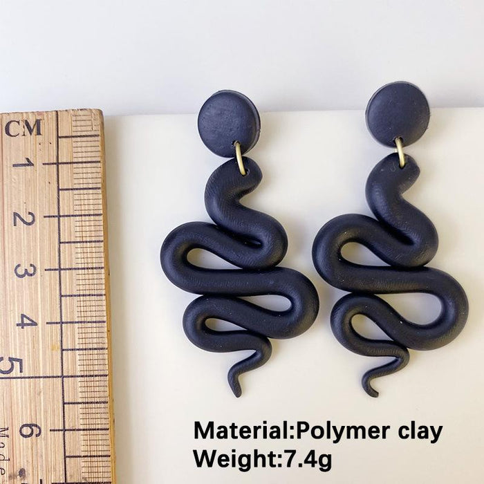 New Snake Shaped Soft Ceramic Snake Shaped Clay Earrings