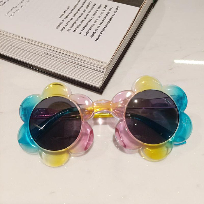 Fashionable Flower Transparent Jelly Color Children's Sunglasses