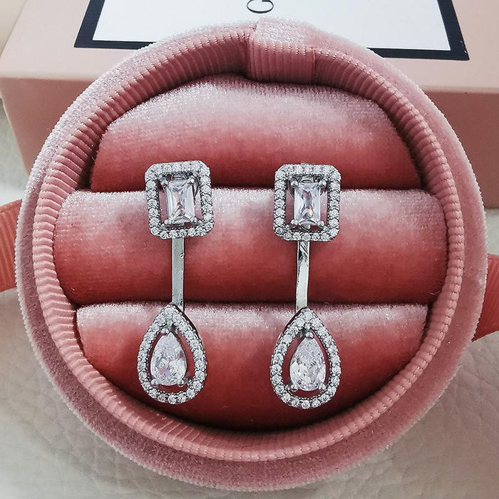 Silver Zircon Stud Pink Earings