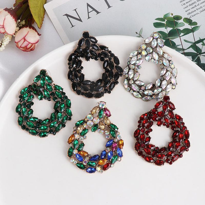 Women's Jewelry Fashion Color Earrings Inlaid Rhinestone