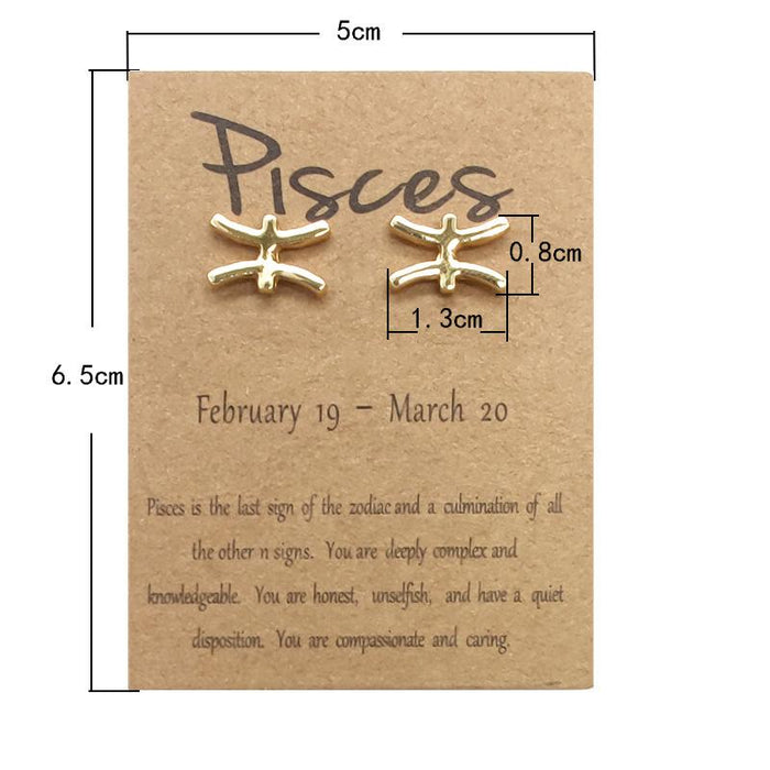 Twelve Constellations Brown Constellation Card Earrings