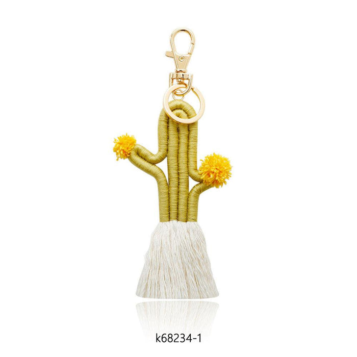 Hand Woven Cactus Key Chain Bohemian Bag Pendant