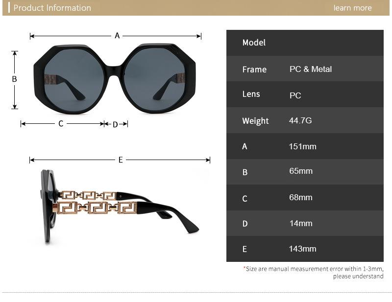 Large frame square Sunglasses female Sunglasses