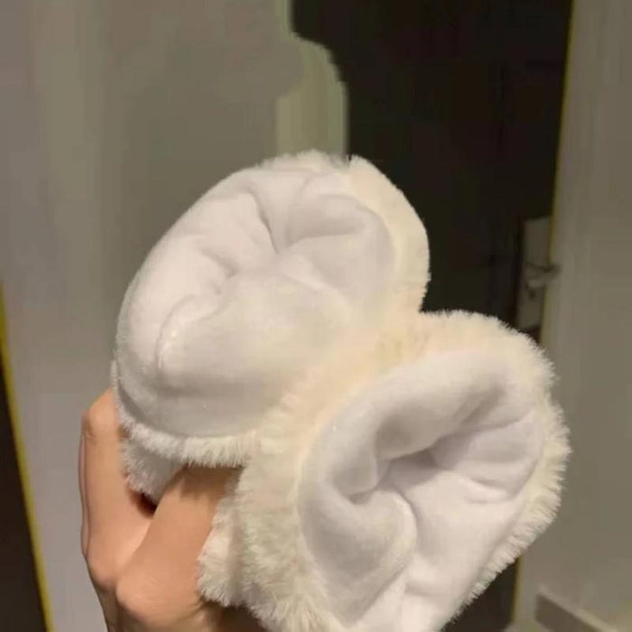 Bear Embroidery Soft Plush Gloves Women Winter Warm