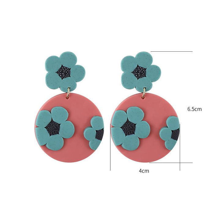 New Soft Pottery Earrings Geometric Multicolour Clay Earrings