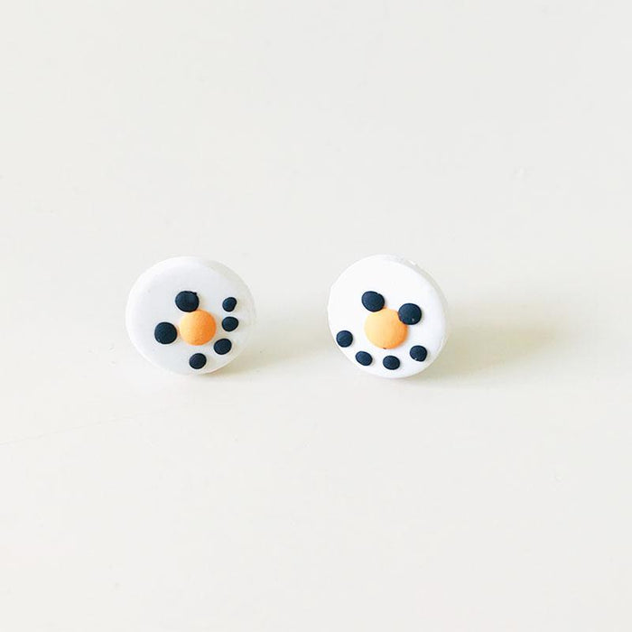 Green Gift Box Snowman Leaf Clay Knot DIY Stud Earrings