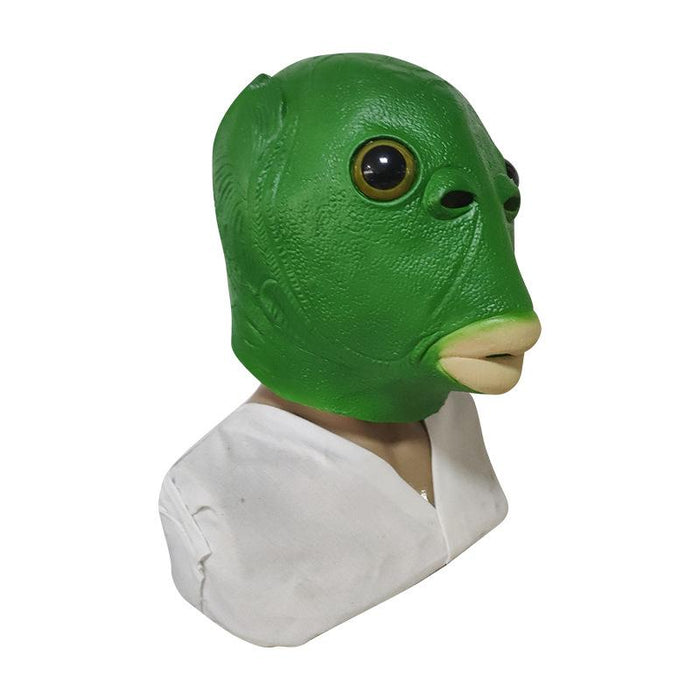 Tricky Green Fish Man Headgear Latex Mask