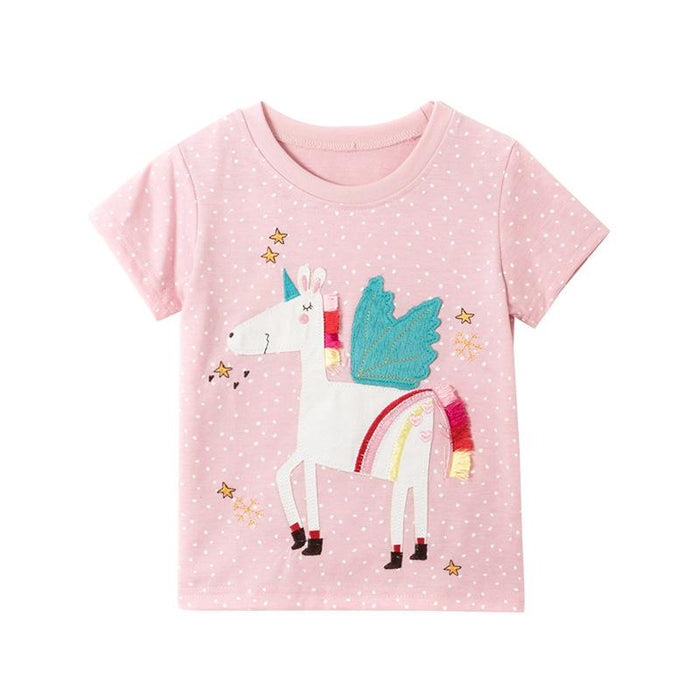 Children's short sleeved T-shirt girl's top cute pony clothes