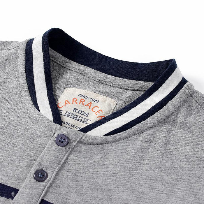 Small and medium-sized children's open chest stand collar Top Boys' Casual Short Sleeve T-Shirt