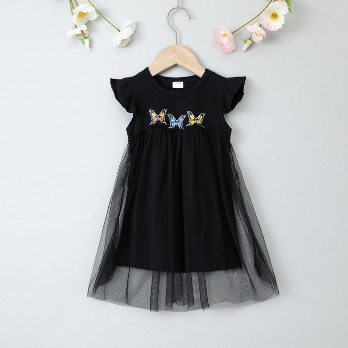 Solid Butterfly Dress rainbow mesh skirt