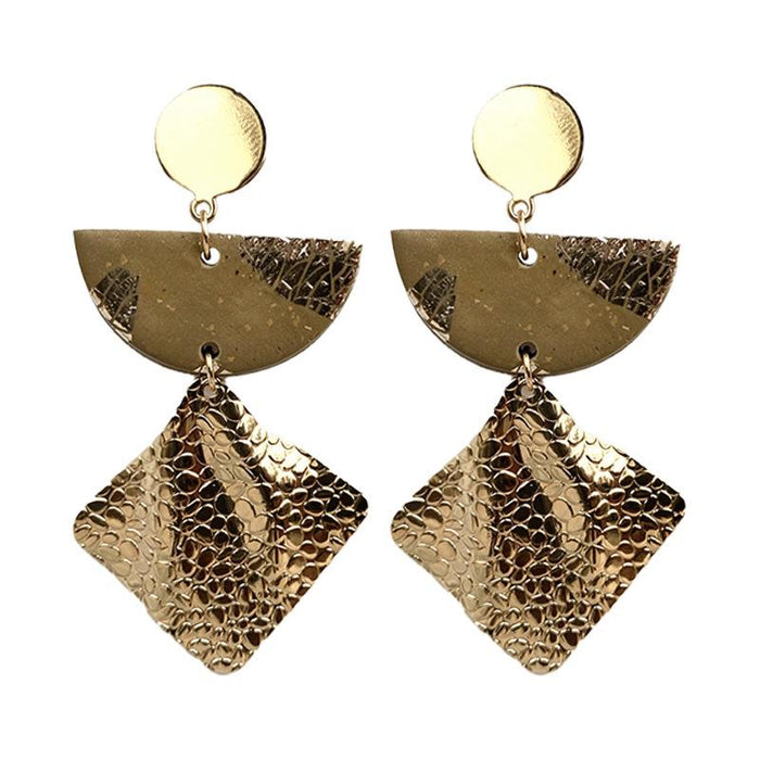 Gold Foil Soft Pottery Exaggerated Morandi Color Earrings Geometric Clay Earrings