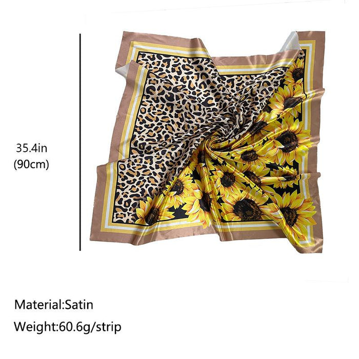 Fashion Design Sense Sunflower Leopard Stitching Sunflower Large Square Towel