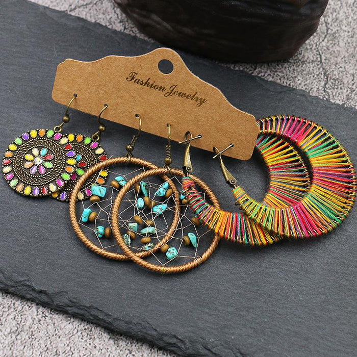 3 pairs/set Earrings Bohemian Style Jewelry X0X36193