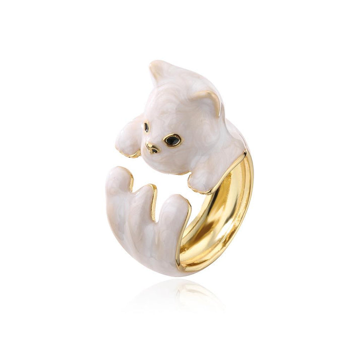 New Personality Kitten Gold Color Open Ring