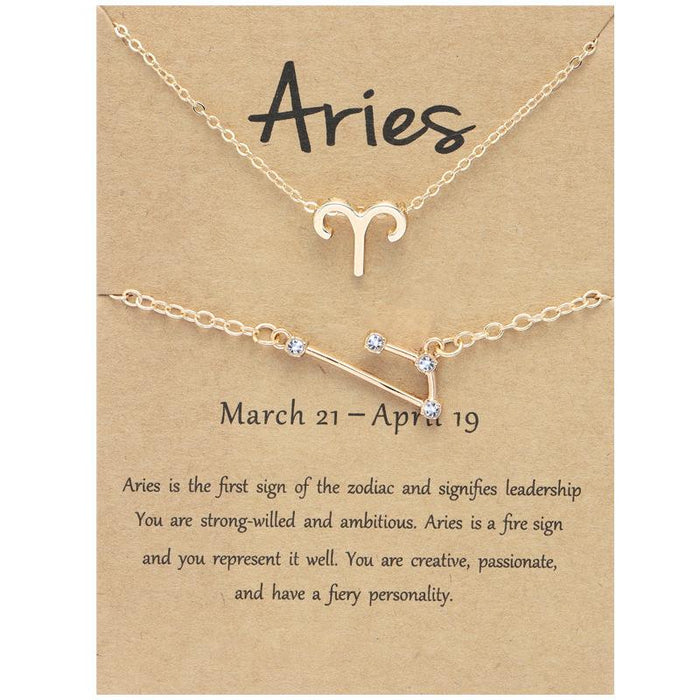 Twelve Constellations Necklace Diamond Bracelet Card Set