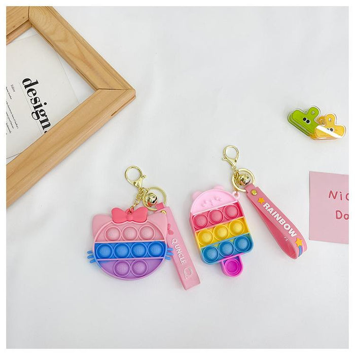 Mini Strawberry Pineapple Decompression Toy Keychain