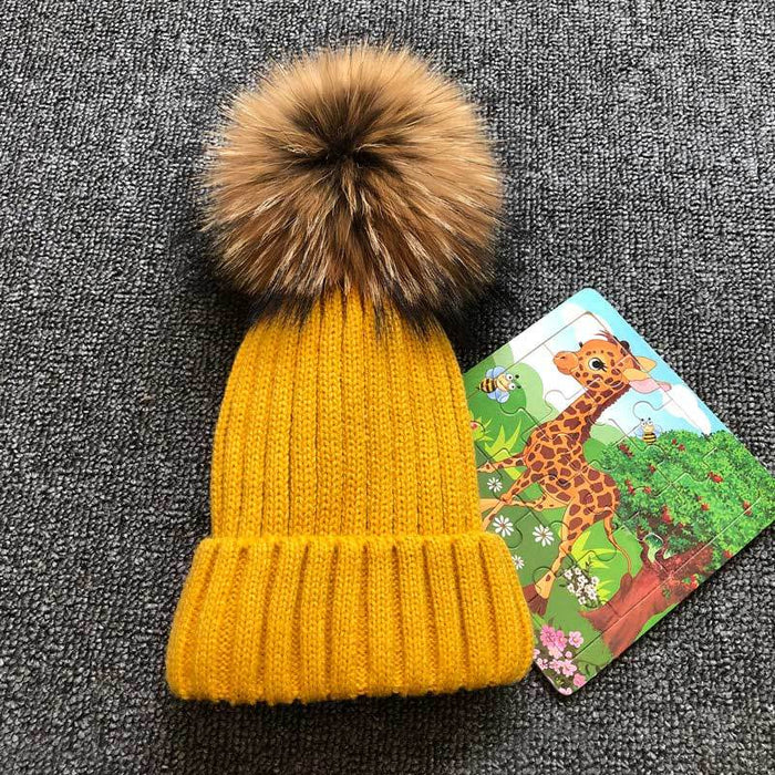 Winter Brand Female Fur Pom Poms hat