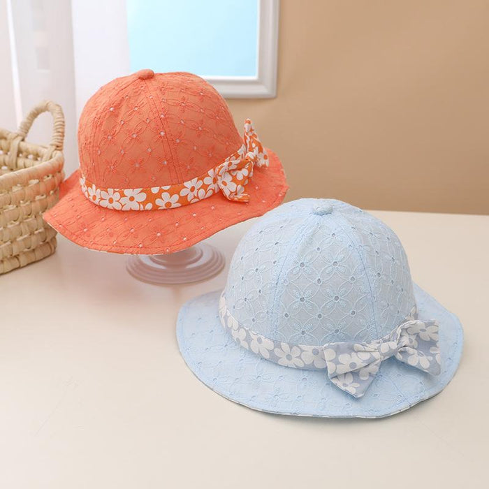 Summer Outdoor Windproof Shade Cute Bow Children's Fisherman Hat
