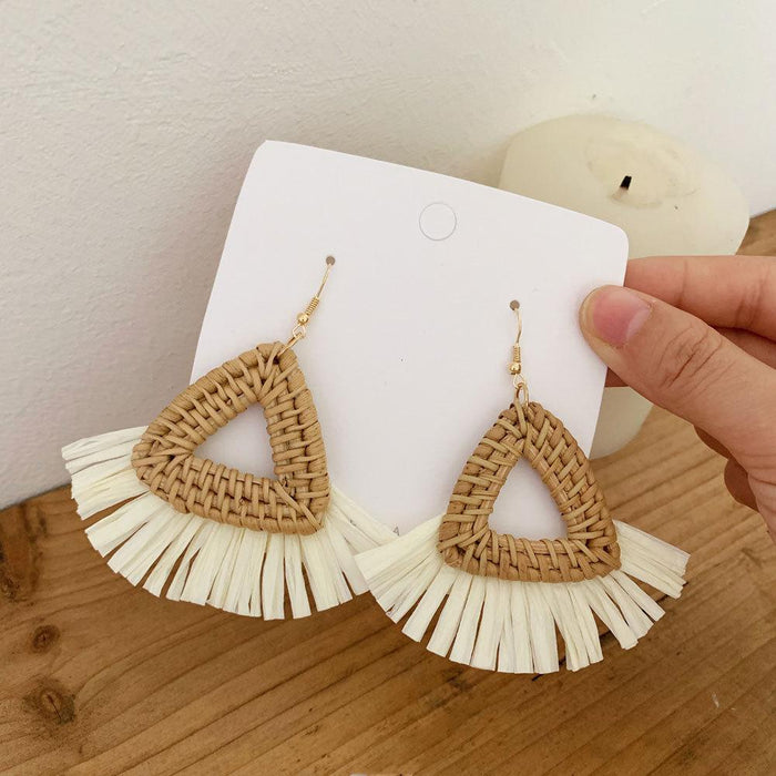 Bohemian Long Handmade Rattan Tassel Earrings