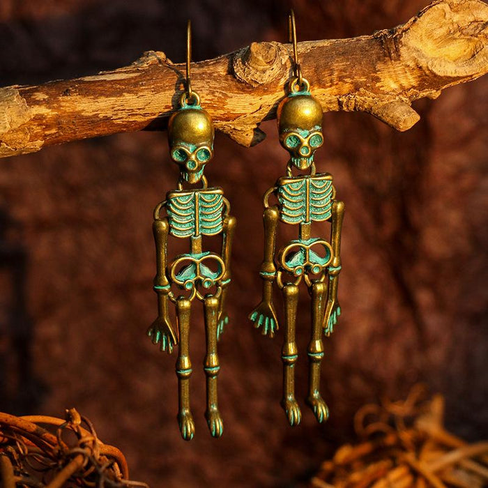 Retro Punk Skull Human Skeleton Earrings