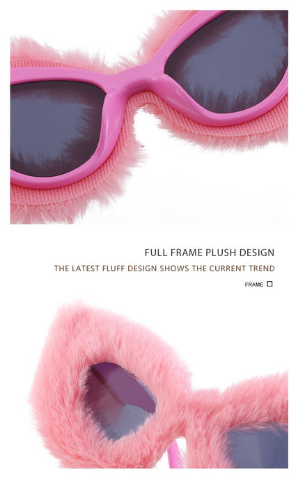 Plush Sunglasses Women's Fashion Cat's Eye Sunglasses
