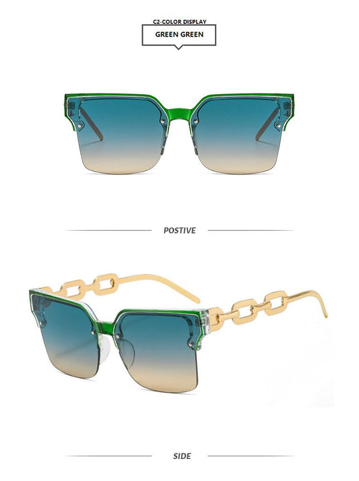 Half frame chain metal sunglasses