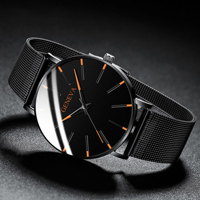 Minimalist Men's Fashion Ultra Thin Watches Simple Business Stainless