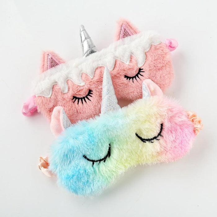 Cartoon Pink Gradient Colorful Unicorn Blindfold Eye Mask