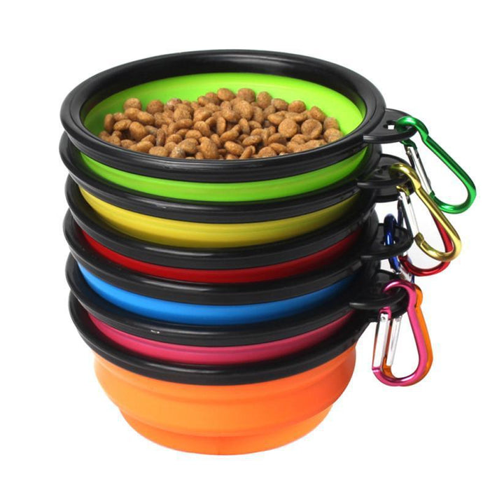 1000ML Silicone Dog Feeding Bowl With Carabiner Folding Cat Bowl