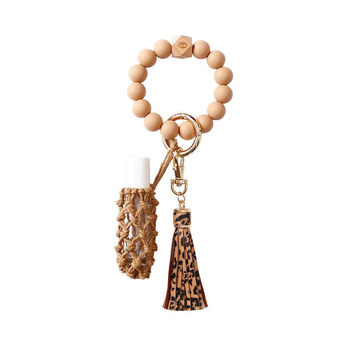 New Tassel Wood Bead Bracelet Silicone Bracelet Key Chain