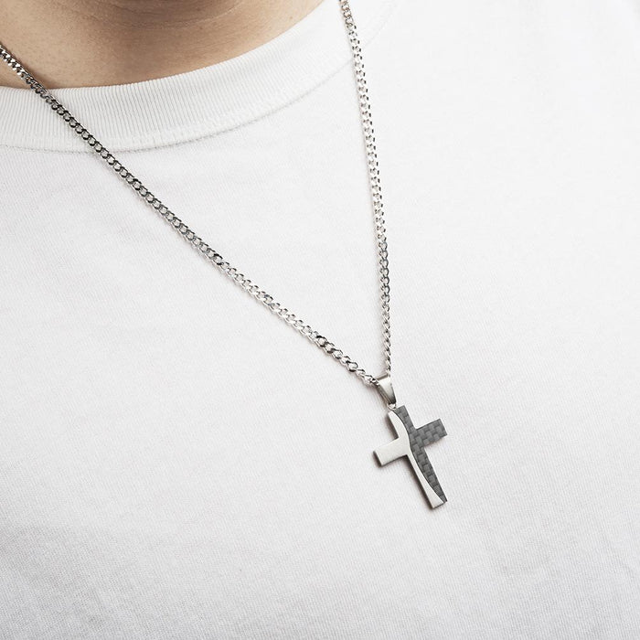 Men's Stainless Steel Cross Pendant Titanium Steel Necklace