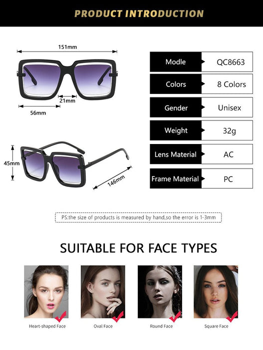 Hollow out large frame sunglasses