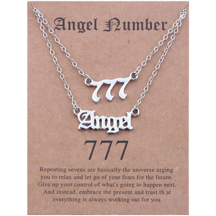New Angel Lucky Number Necklace Set With Card