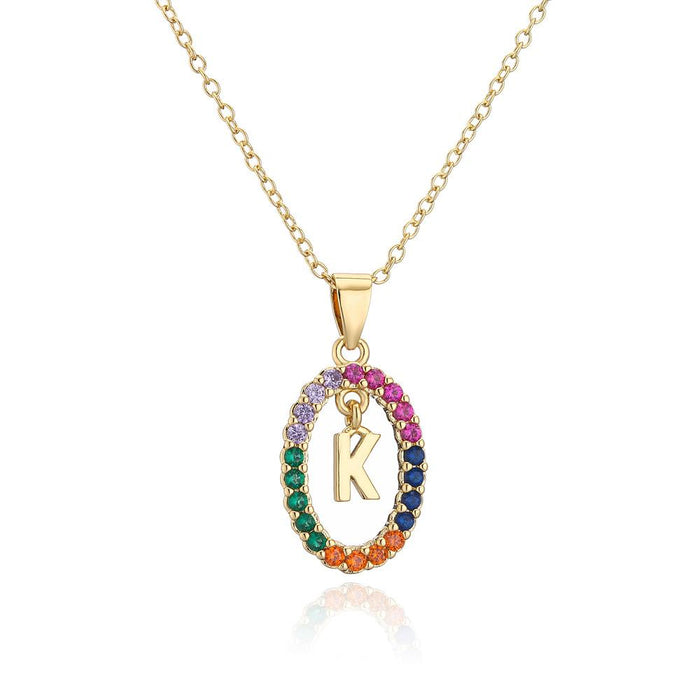 Ins Small Fresh 26 English Letter Zircon Pendant Necklace