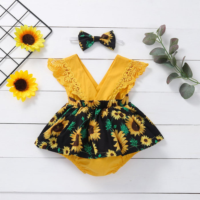 V-neck fashion split sunflower triangle