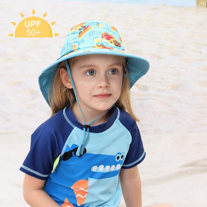 Children Cartoon Sunshade Shawl Hat Uv50 + Outdoor Sunscreen Hat