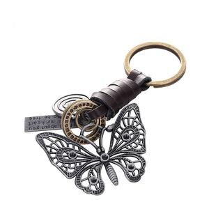 Vintage punk style leather metal key chain creative small gift hand woven car key chain pendant
