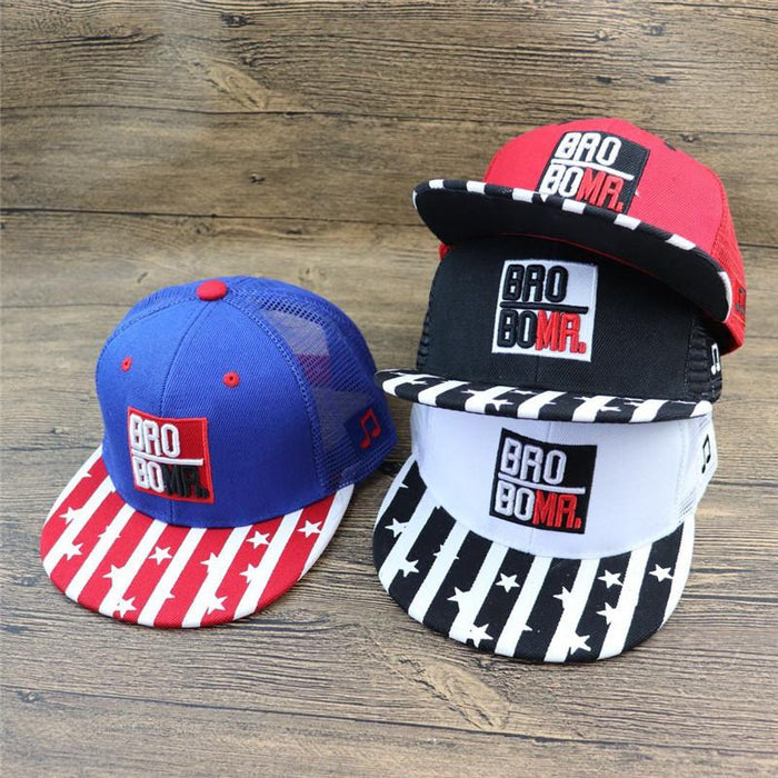Children's Striped Pentagram Alphabet Hip Hop Mesh Baseball Cap
