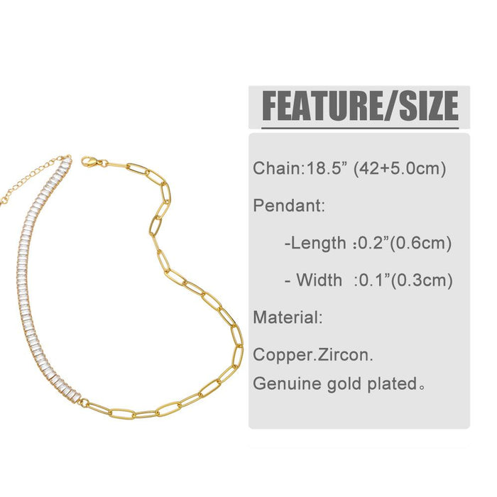 Fashion Zircon Stitched Chain Necklace + Bracelet
