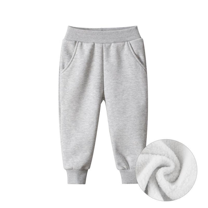 Solid colour children's sports pants boys' Plush casual pants