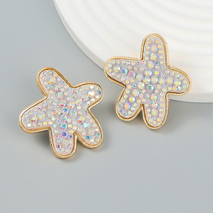 New Summer Beach Leisure Style Starfish Earrings Accessories Inlaid Rhinestone