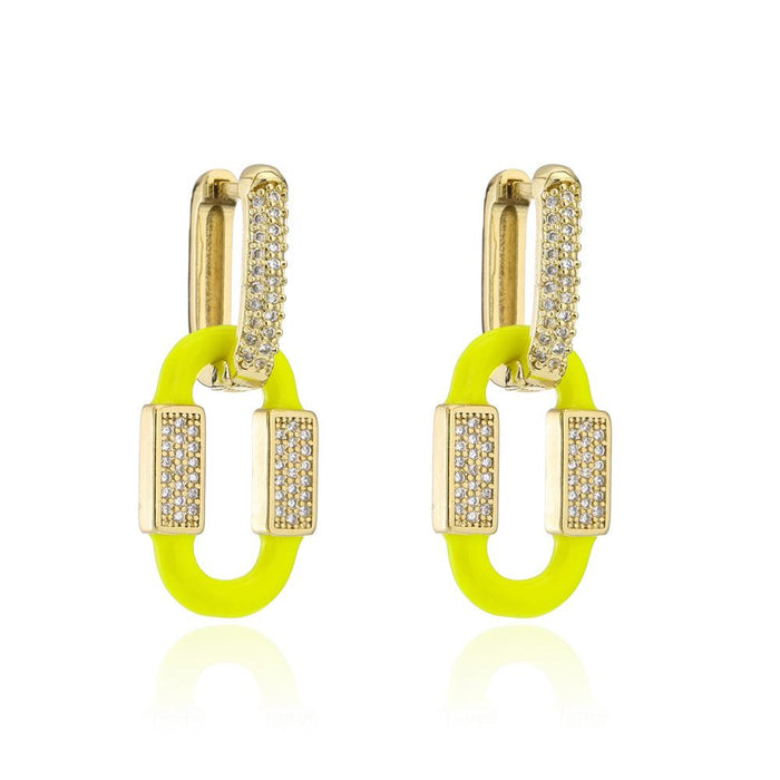 New 7 Colors Oil Drop Gold Color Zircon Women's Earrings