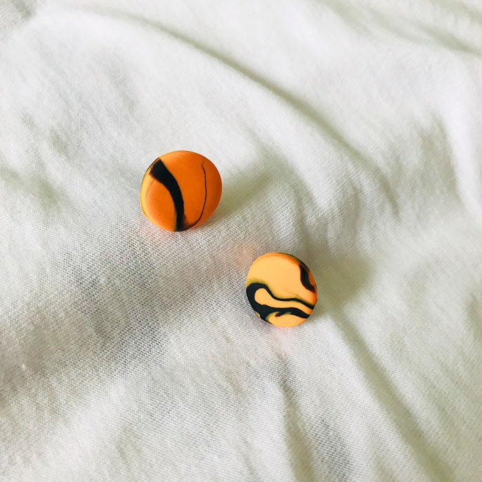 Handmade Pumpkin Clay Soft Pottery Fashion Simple Earrings