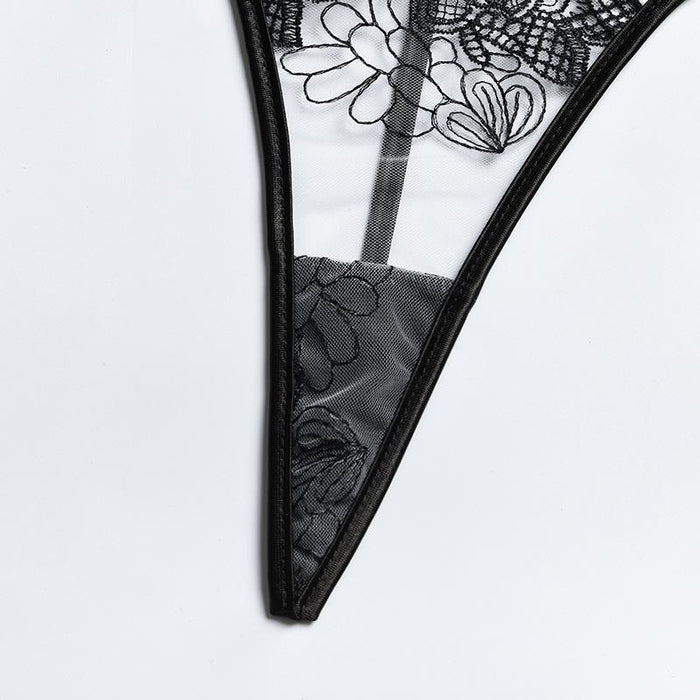Women's Embroidered Mesh Underwear Sexy Lingerie Set