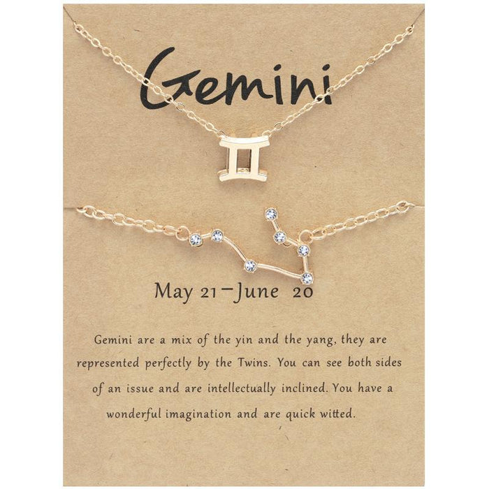 Twelve Constellations Necklace Diamond Bracelet Card Set