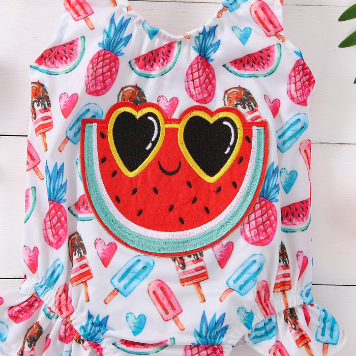 Watermelon full print sleeveless universal cute swimsuit