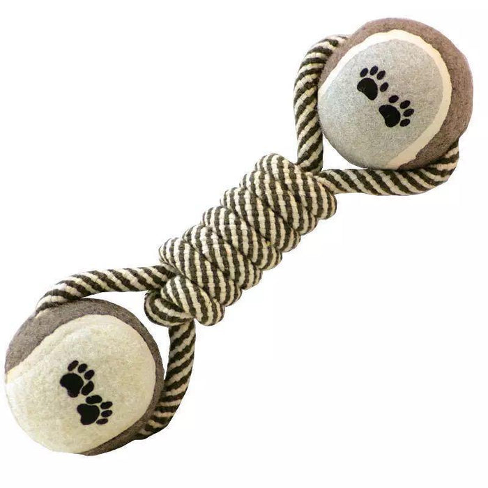 Pet Chew Toy Cotton Rope Tennis Dumbbell Rubber Toy